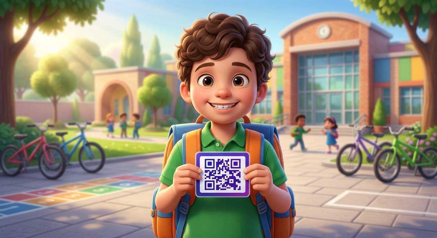 دانش‌آموزی کارتِ QRِ خودش را نشان می‌دهد