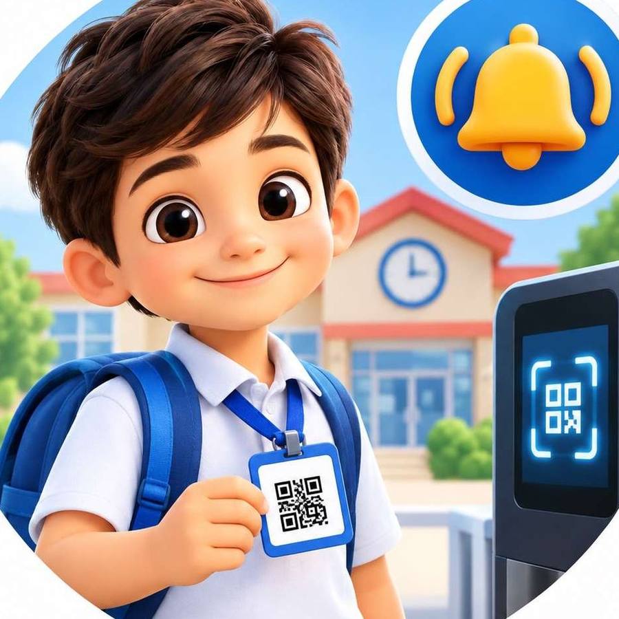 دانش‌آموزی کارتِ QRِ خودش را نشان می‌دهد